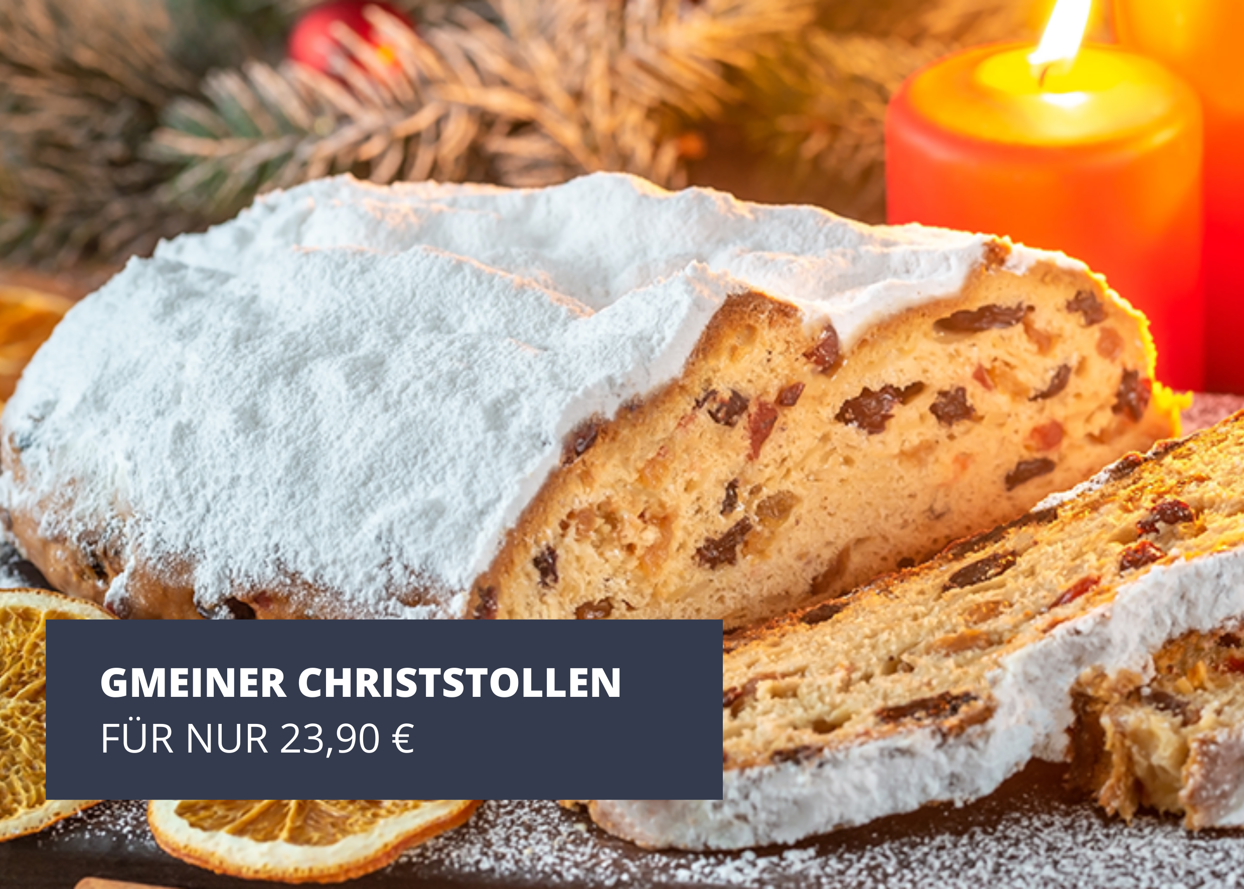 Handgefertigter Christstollen der Confiserie Gmeiner